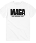 Politisk t-shirt med teksten “MAGA – Make America Go Away” anti Trump og USA