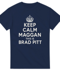 Keep Calm Maggan Brad Pitt – mörkblå t-shirt med politisk humor