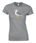 Grafisk design av en mås i profil – grå t-shirt för fågelvänner