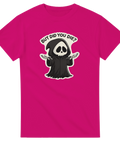 Ironisk illustration med döden och populärt citat – t-shirt med attityd