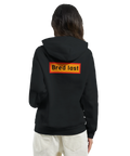 svart hoodie unisex med ryggtryck och texten bred last