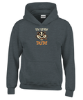 Billy Badger-tryck med arg grävling som röker cigarr, "Six Seven Dude" på mörkgrå barnhoodie.