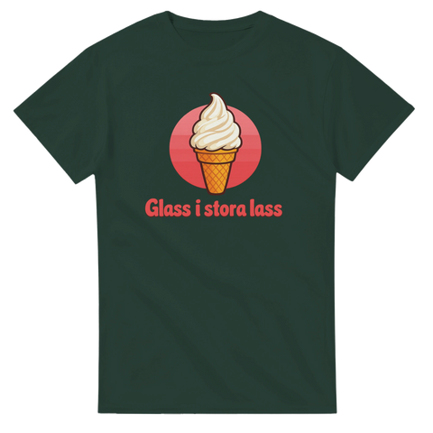 T-shirt med humoristiskt glastryck och texten Glass i stora lass