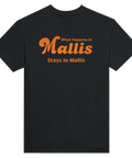 Grafisk textdesign med nostalgisk typografi tryckt på t-shirt