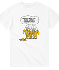 Minimalistisk vit t-shirt med roligt banantryck och citat