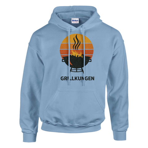 Vintageinspirerad design med texten Grillkungen och en klotgrill – hoodie motiv