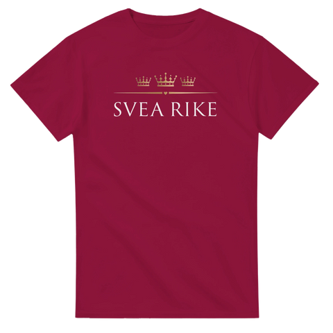Klassiskt svenskt tryck med guldiga kronor – vinröd t-shirt
