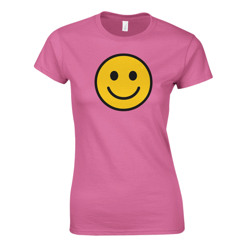 Retro smiley-tryck för en optimistisk stil – grafisk dam-t-shirt