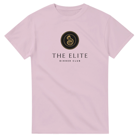 Exklusivt logotyp-motiv med mystisk symbolik och elegant typsnitt på rosa bakgrund