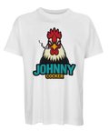 Provokativ t-shirt med satirisk illustration av en arg tupp