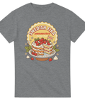 Vintage café-inspirerat tryck med gräddtårta på mörkgrå t-shirt