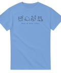 Söt katt t-shirt med lekfulla figurer och rolig text