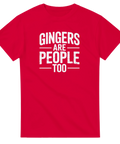 Vintage text-tryck Gingers Are People Too på röd t-shirt