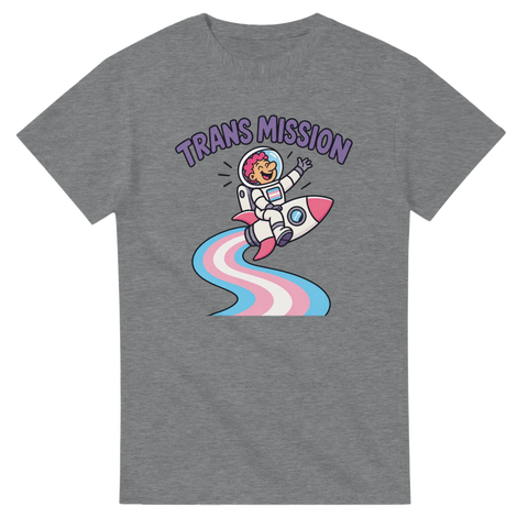 Gråmelerad t-shirt med grafiskt Trans Mission tryck och rymdmotiv