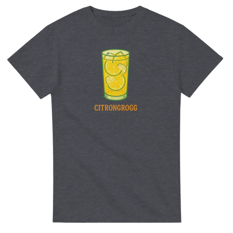 Retroinspirerat tryck av en gul drink – mörkgrå t-shirt
