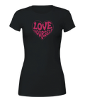 T-shirt med grafiskt hjärtmotiv och texten Love Yourself i retrostil