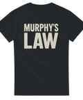 Svart t-shirt med texten Murphy’s Law i vit tryckstil