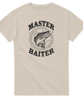 Master Baiter t-shirt med fiskmotiv och text – beige