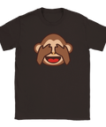 T-shirt med grafiskt tryck av en skrattande apa i brun nyans