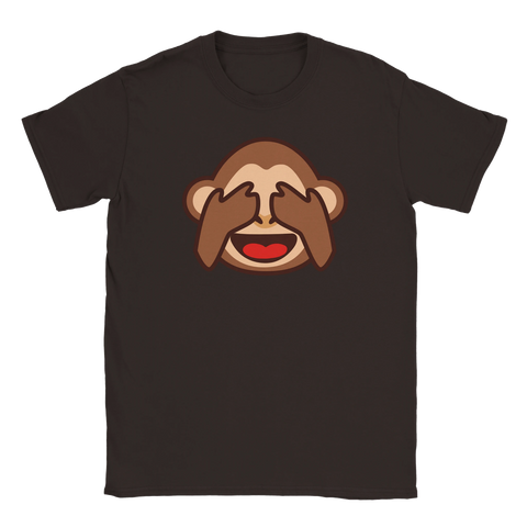 T-shirt med grafiskt tryck av en skrattande apa i brun nyans