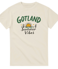 Minimalistisk design med Gotland-tema och naturmotiv – beige t-shirt