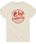 Vintageinspirerad illustration av krabba och räka på off-white t-shirt