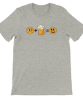 Gråmelerad t-shirt med smileys och en ölsejdel som bildar en ekvation.