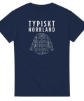 Minimalistiskt tryck av en rutig skjorta och norrländskt citat – marinblå t-shirt