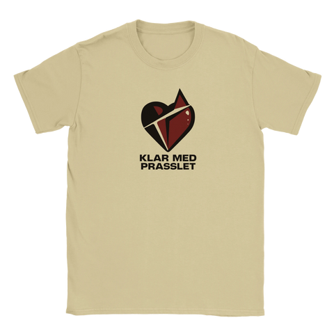 Beige t-shirt med minimalistiskt hjärtmotiv och budskap om ärlighet