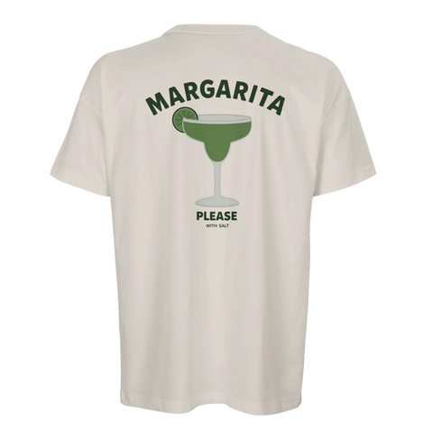 Minimalistiskt tryck av en svalkande cocktail – beige t-shirt i bomull
