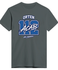 Orten 112 ACAB din mamma" tryck i blått och vitt på mörkgrå premium t-shirt.
