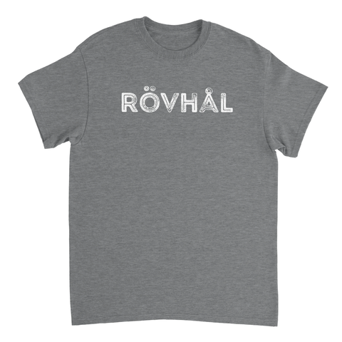 Gråmelerad t-shirt med det kaxiga svenska citatet Rövhål på bröstet