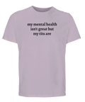 Rolig humor t-shirt mental hälsa bröst citat