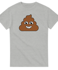 Gråmelerad t-shirt med en ikonisk och humoristisk poop emoji-design
