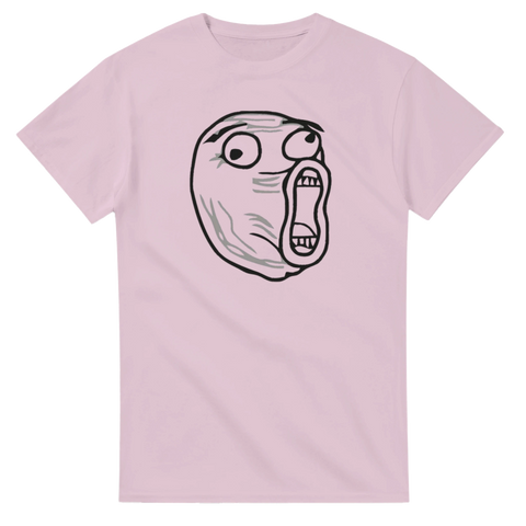 Vintage rage guy illustration i svartvitt – grafiskt tryck på rosa t-shirt