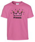 Stilren illustration av en kunglig krona med text – mörkrosa t-shirt barn