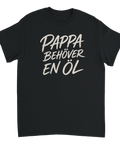 Minimalistisk design med texten Pappa behöver en öl i vit färg