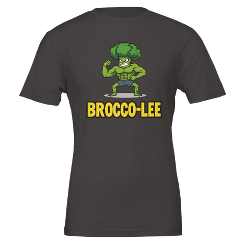 Skämsam t-shirt med Brocco-lee motiv på mörkgrå bakgrund