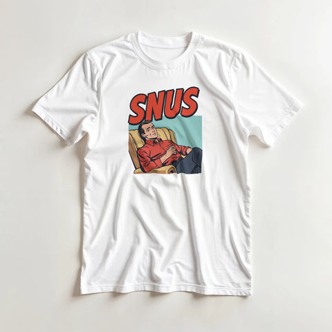 Vintage pop art illustration av man som njuter – snus t-shirt
