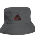 Grå solhatt med lekfull illustration av en leende emoji
