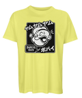 karl alfred popeye med japansk text på en gul t-shirt