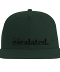 That escalated." broderad text i svart på mörkgrön snapback-keps.