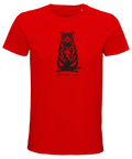 Svart detaljerad råtta med "STREET ADAPTATION" text på röd premium herr-t-shirt.