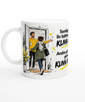 Illustration av ett glatt välkomnande på en vit kaffemugg