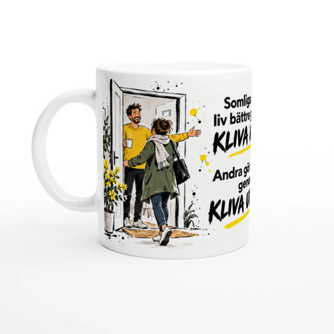 Illustration av ett glatt välkomnande på en vit kaffemugg
