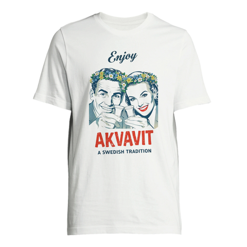 Retro illustration av par med blomsterkransar som skålar – vintage t-shirt