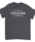 Gråmelerad t-shirt med grafiskt tryck för släkten Gustafsson och deras originals