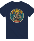 Mörk humoristisk Lucia illustration med texten Winter Terror Toys – marinblå t-shirt