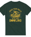 Klassiskt bowlingmotiv i 70-talsstil med humoristiskt citat – grafisk t-shirt