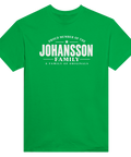 Grön t-shirt med texten Johansson – A Family of Originals